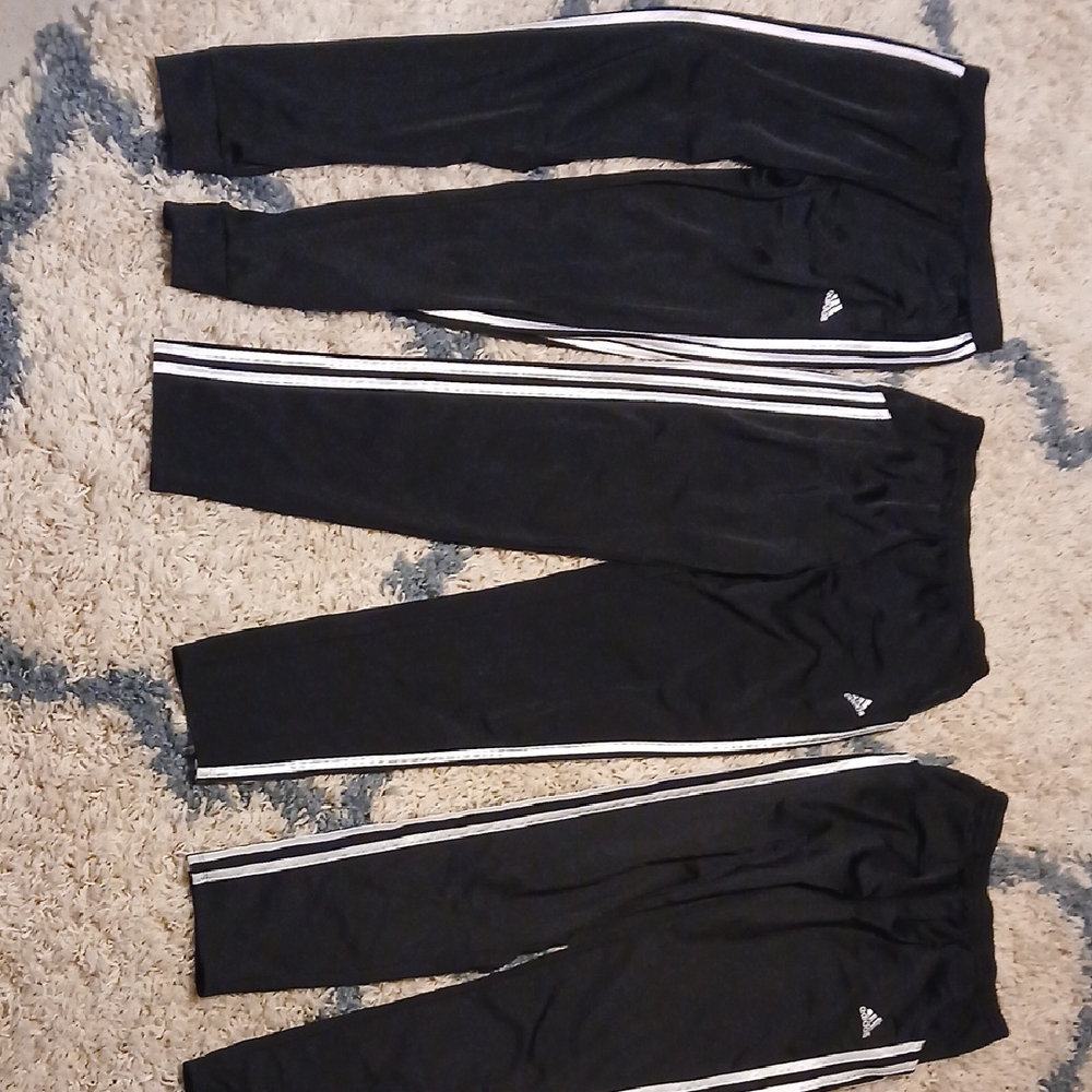 3 Pairs Adidas Black Joggers with White Accents XL 16 Girls